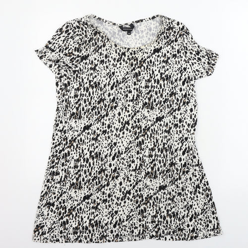 Peacocks  Womens White Animal Print  Basic T-Shirt Size 12