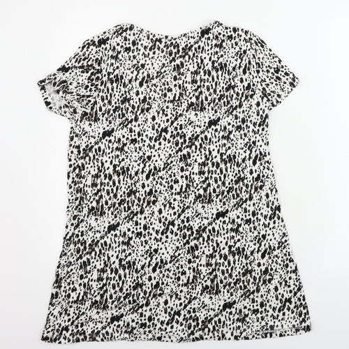 Peacocks  Womens White Animal Print  Basic T-Shirt Size 12