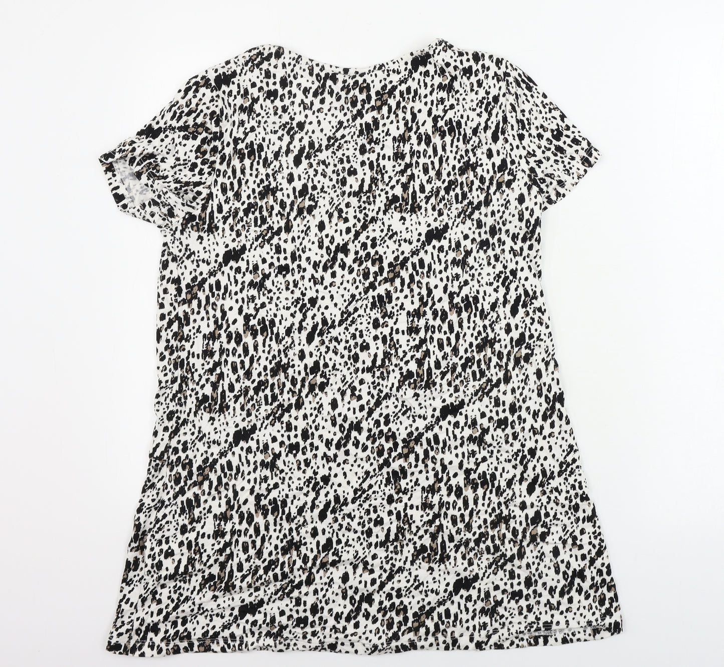 Peacocks  Womens White Animal Print  Basic T-Shirt Size 12
