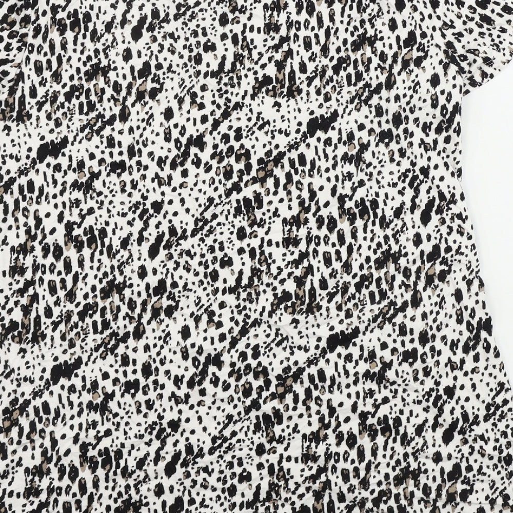 Peacocks  Womens White Animal Print  Basic T-Shirt Size 12