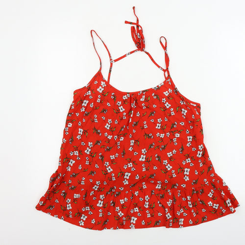 F&F  Womens Red Floral  Basic Blouse Size 10