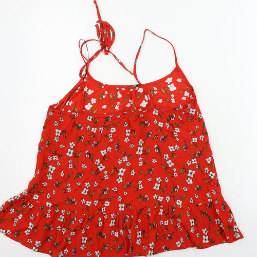 F&F  Womens Red Floral  Basic Blouse Size 10