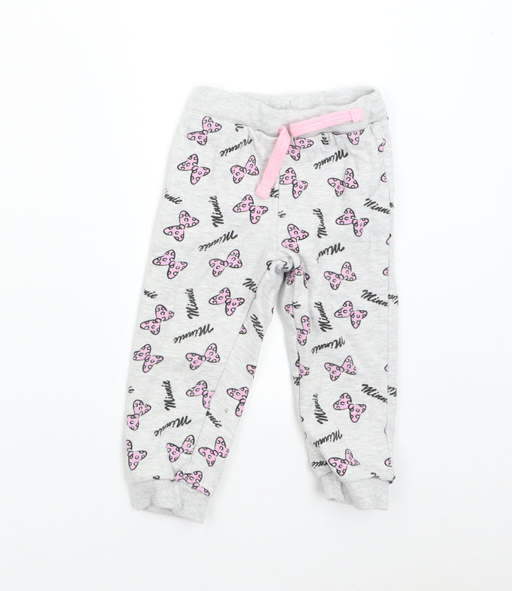 Disney Baby Girls Grey Sweatpants Trousers Size 2 Years - Minnie Mouse