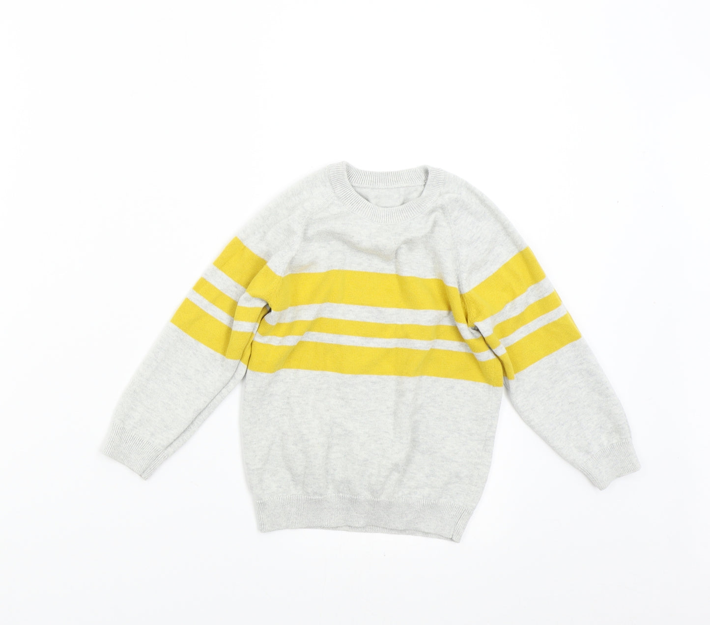 Matalan Boys Grey Striped Knit Pullover Jumper Size 3-4 Years