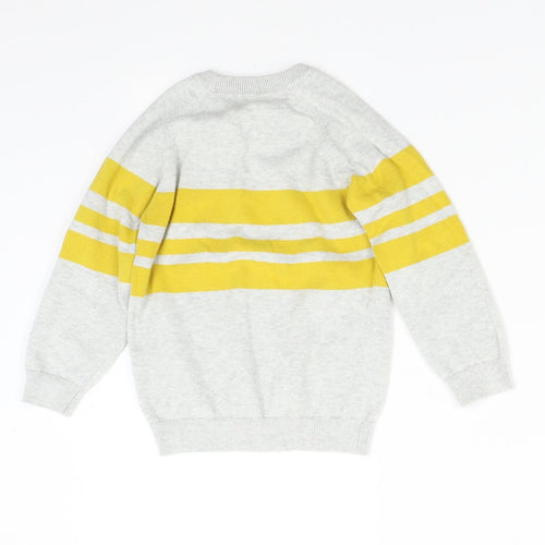 Matalan Boys Grey Striped Knit Pullover Jumper Size 3-4 Years