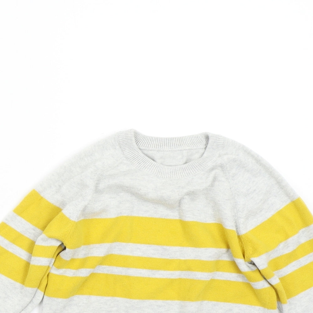 Matalan Boys Grey Striped Knit Pullover Jumper Size 3-4 Years