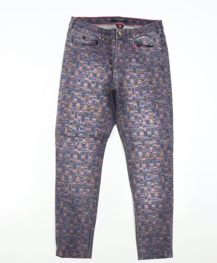 Maison Scotch Womens Multicoloured Geometric Denim Skinny Jeans Size 31 L27 in