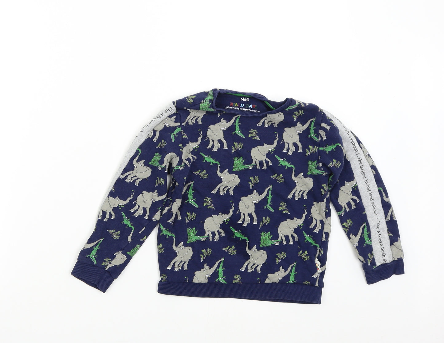 M&S Boys Blue   Pullover Sweatshirt Size 6-7 Years  - Roald Dahl African Elephant
