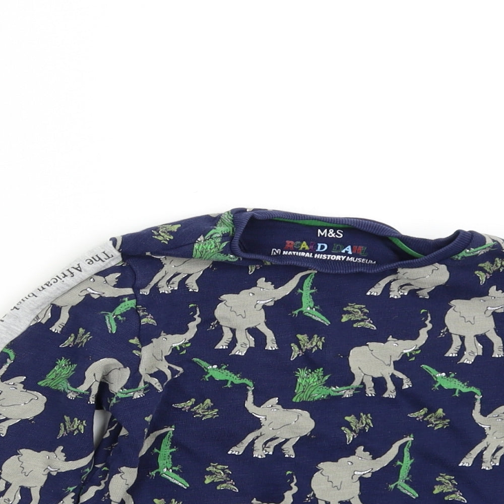 M&S Boys Blue   Pullover Sweatshirt Size 6-7 Years  - Roald Dahl African Elephant