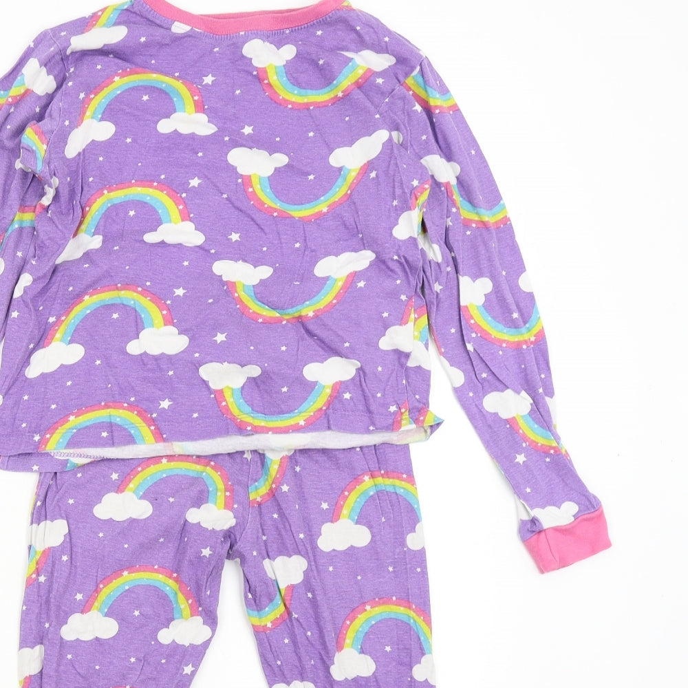 B&M Girls Purple    Pyjama Set Size 9-10 Years  - Rainbows