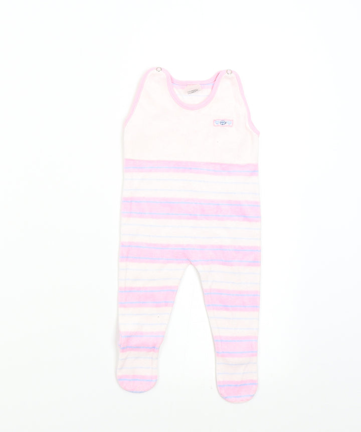 Nicky Velours Baby Pink Striped Babygrow One-Piece Size 3-6 Months