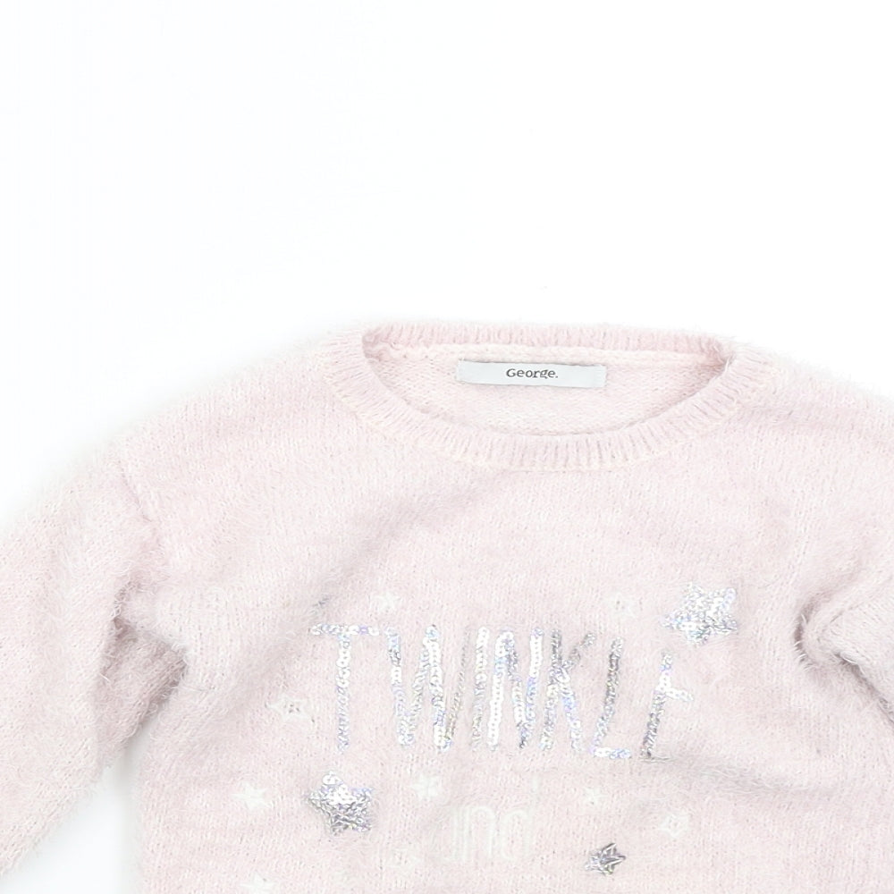 George Girls Pink  Knit Pullover Jumper Size 3-4 Years