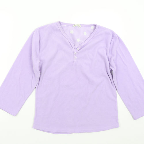 TRU Womens Purple Solid Fleece Top Pyjama Top Size 16