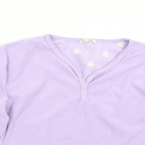 TRU Womens Purple Solid Fleece Top Pyjama Top Size 16
