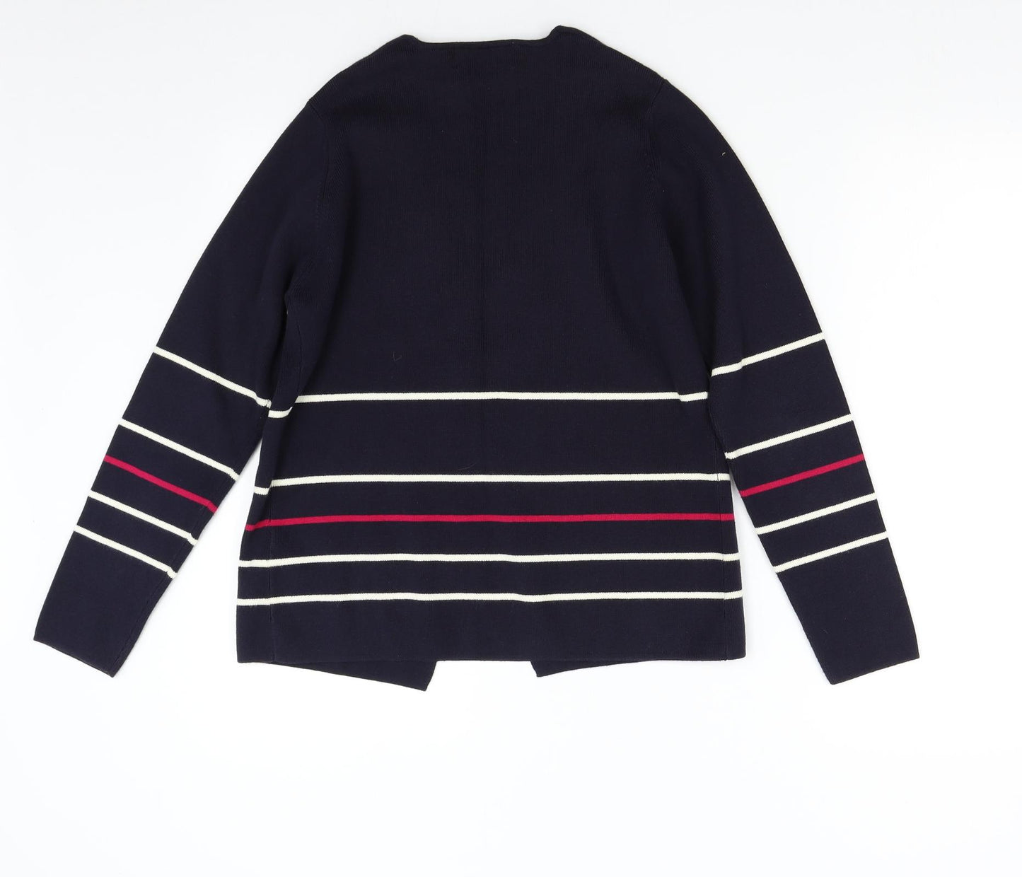 Maine Womens Blue Striped Knit Cardigan Jumper Size 12