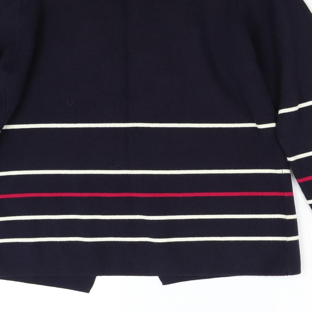 Maine Womens Blue Striped Knit Cardigan Jumper Size 12