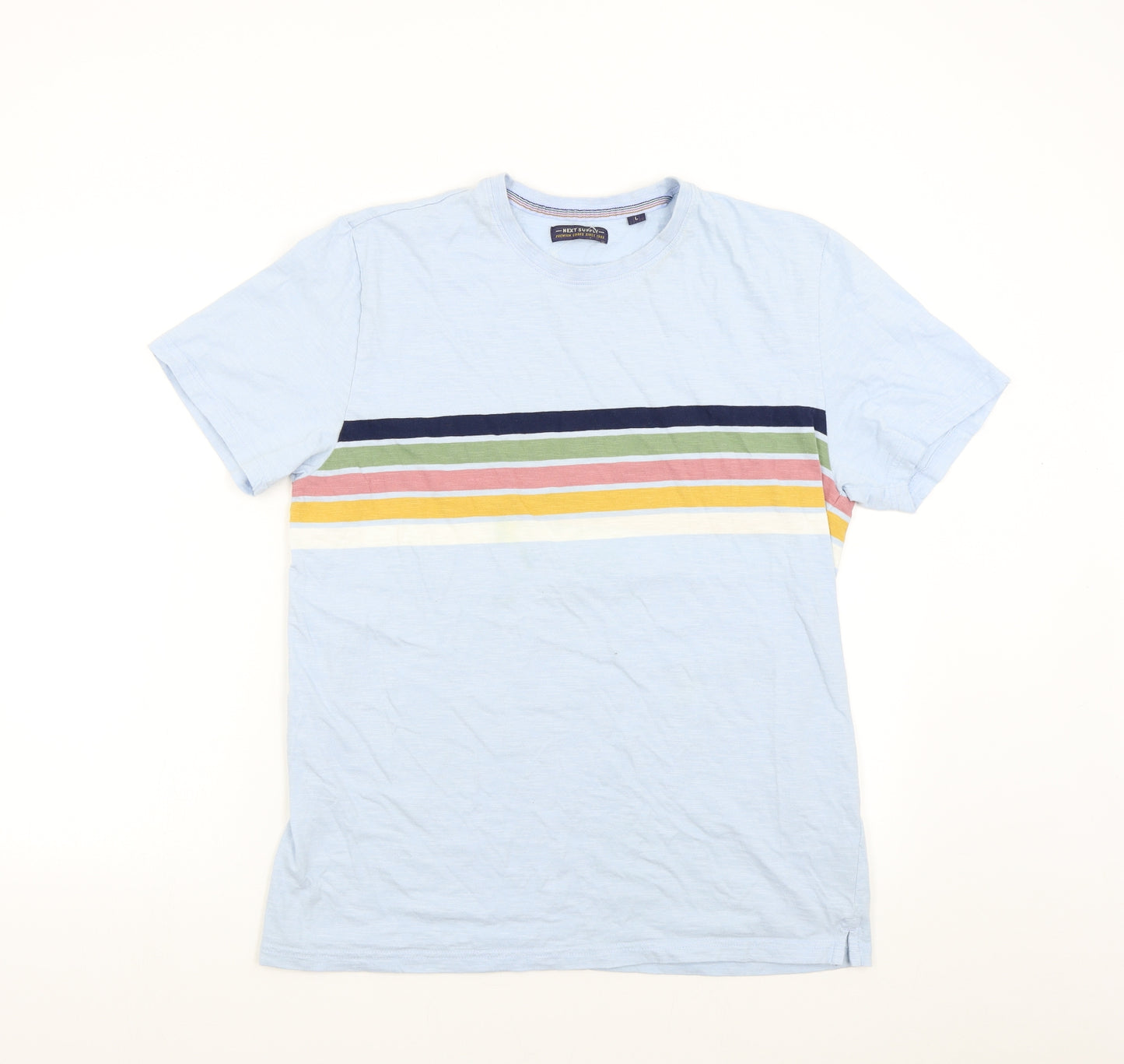 NEXT Mens Blue Striped   T-Shirt Size L