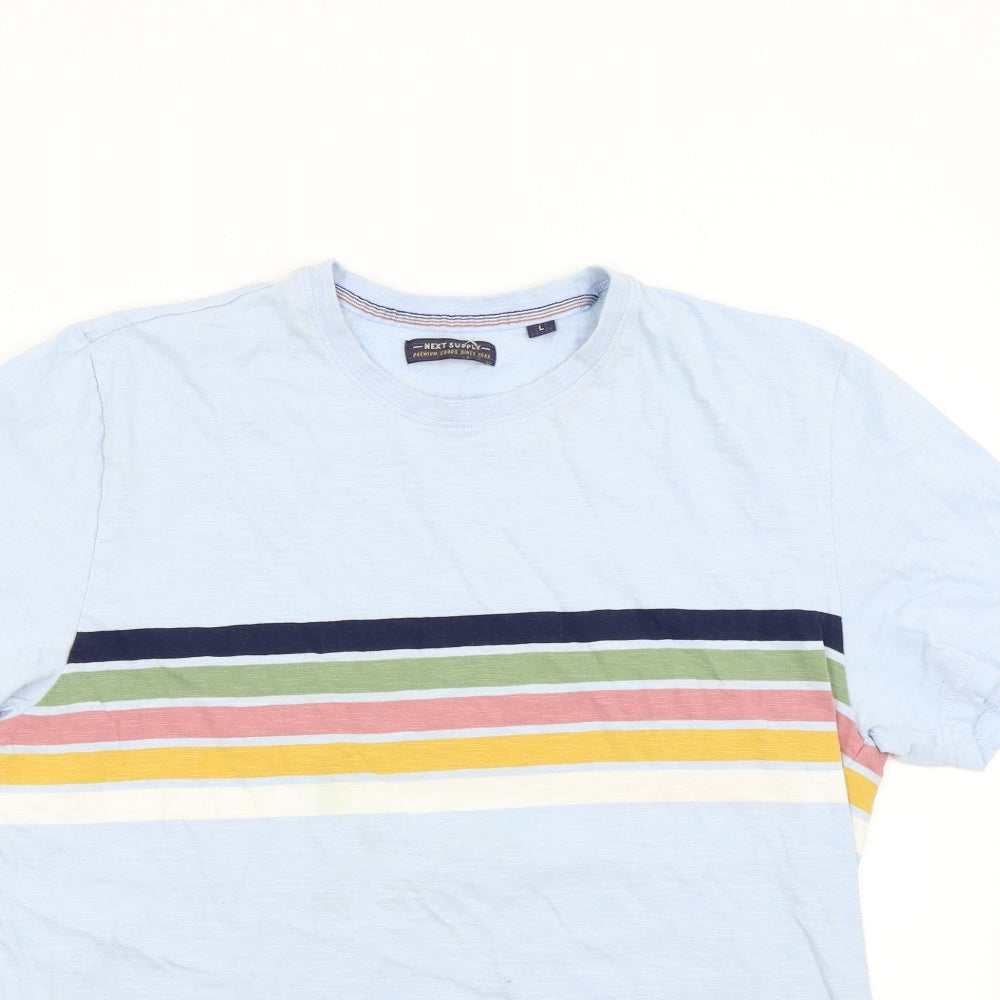 NEXT Mens Blue Striped   T-Shirt Size L