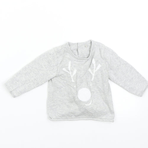 Mothercare Baby Grey  Knit Pullover Jumper Size 3-6 Months  - Reindeer