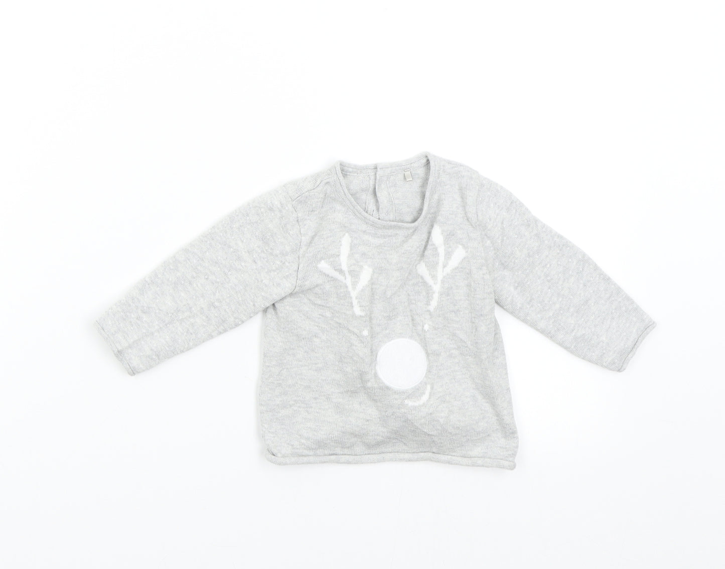 Mothercare Baby Grey  Knit Pullover Jumper Size 3-6 Months  - Reindeer