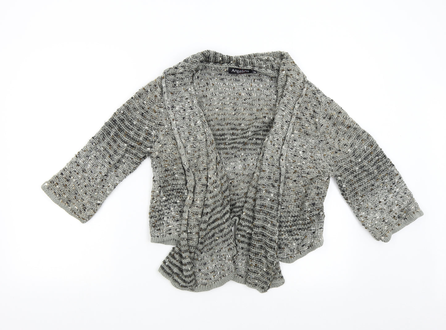 Angelina Womens Grey  Knit Cardigan Jumper Size M