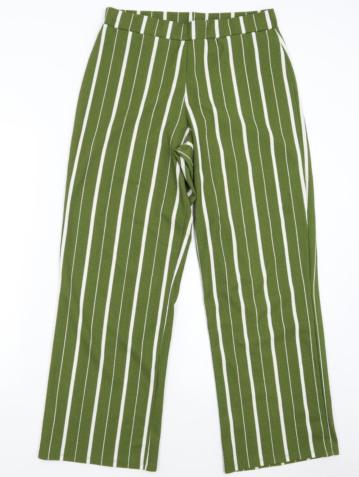 Papaya Womens Green Striped  Trousers  Size 12 L30 in