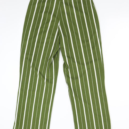 Papaya Womens Green Striped  Trousers  Size 12 L30 in
