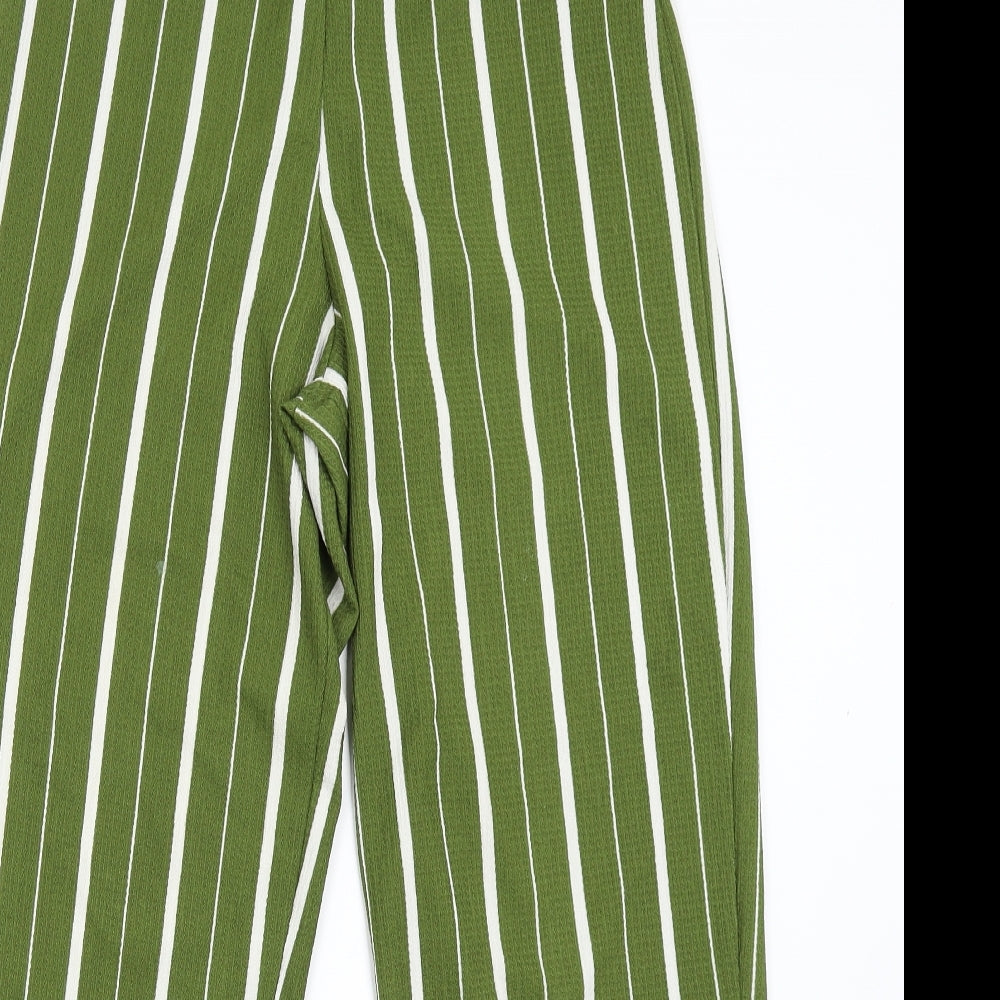 Papaya Womens Green Striped  Trousers  Size 12 L30 in