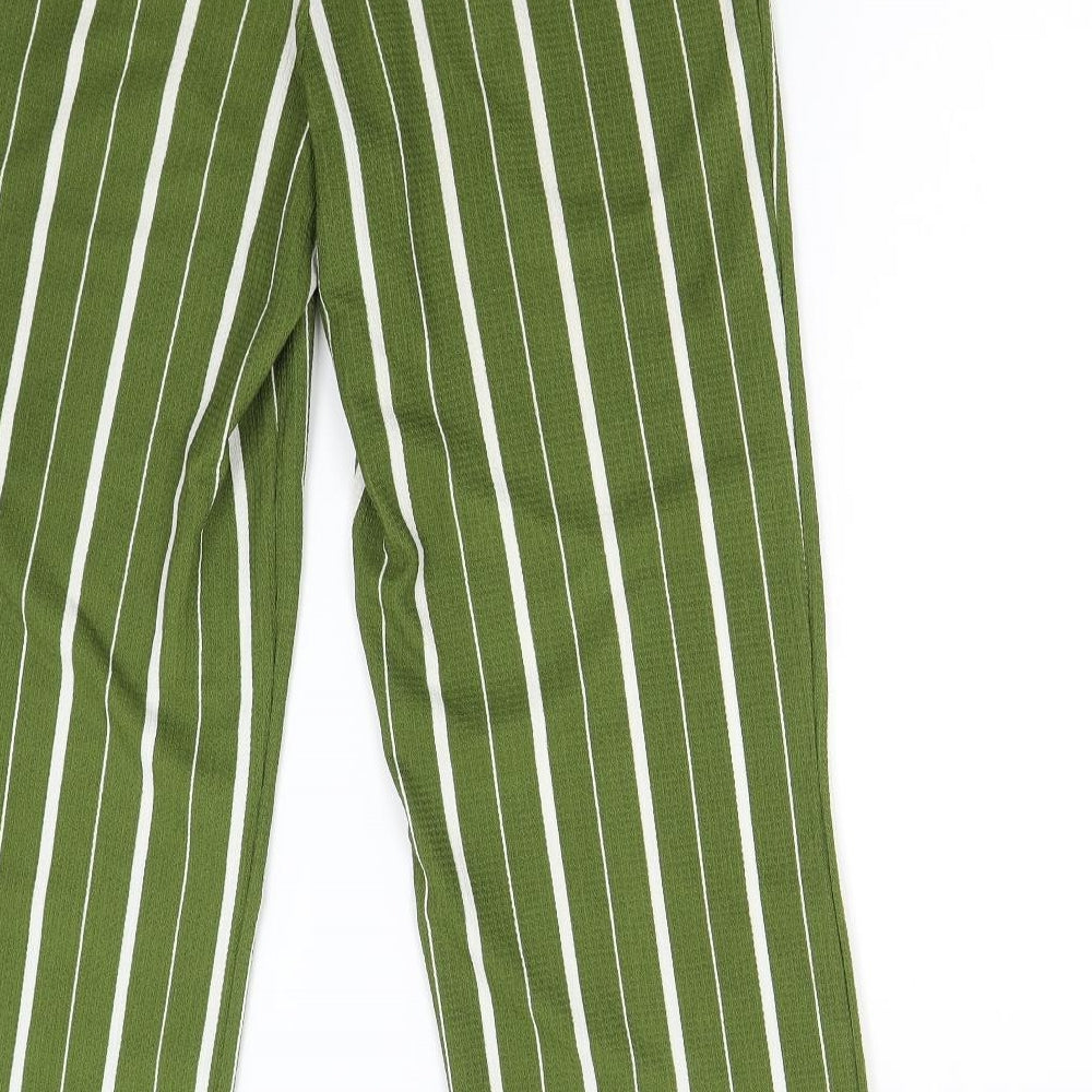 Papaya Womens Green Striped  Trousers  Size 12 L30 in