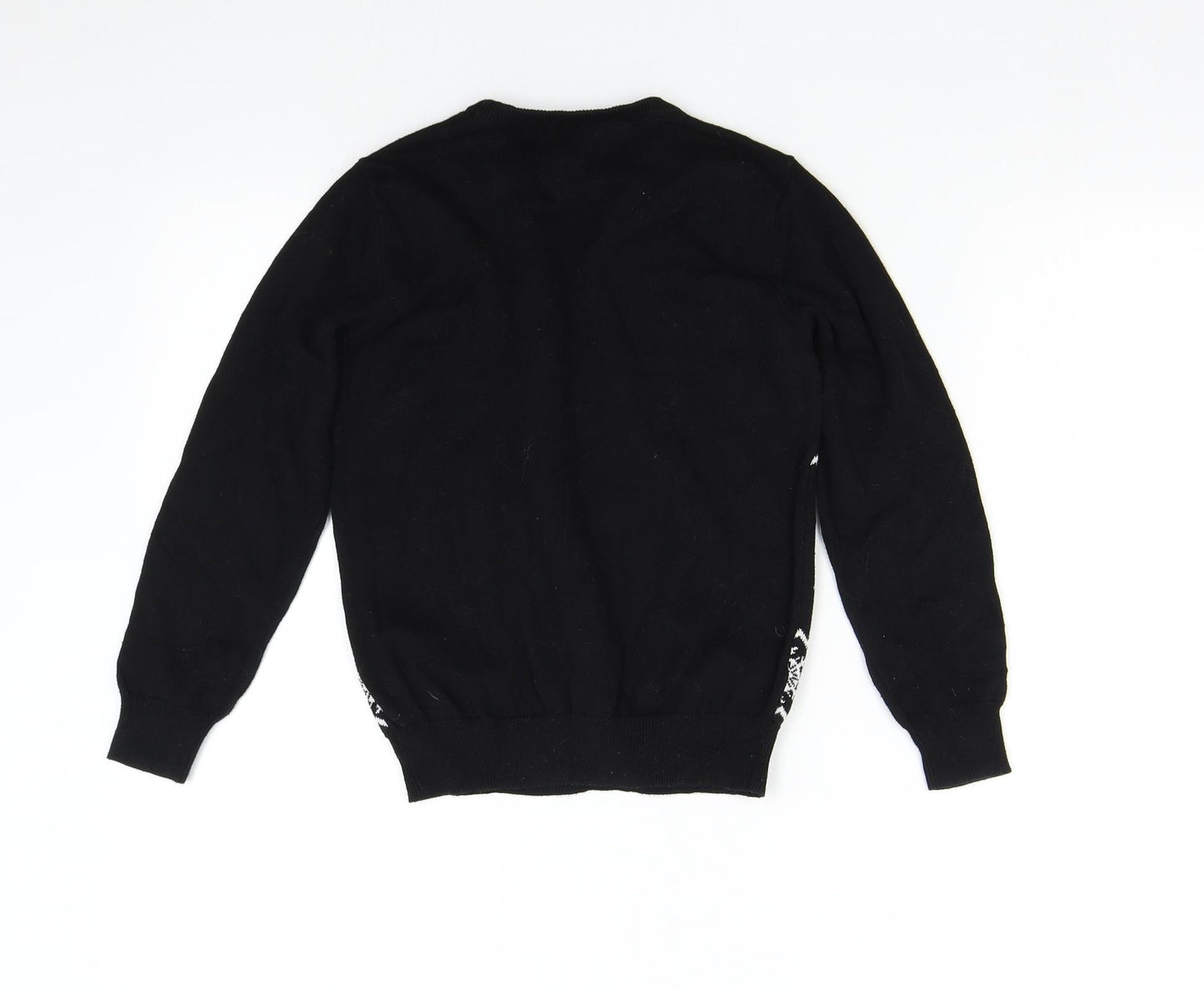 Primark Boys Black  Knit Pullover Jumper Size 9-10 Years  - Christmas Flossing Santa
