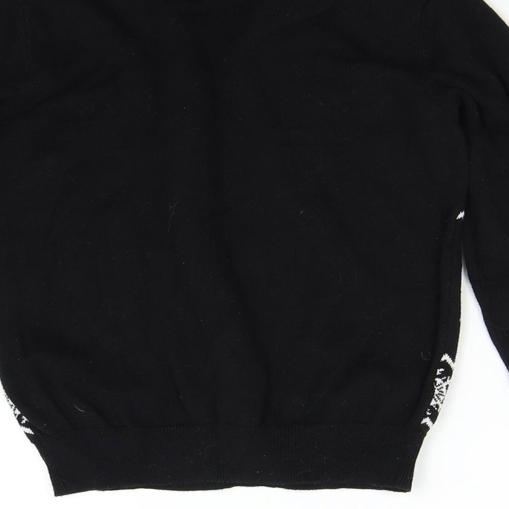 Primark Boys Black  Knit Pullover Jumper Size 9-10 Years  - Christmas Flossing Santa