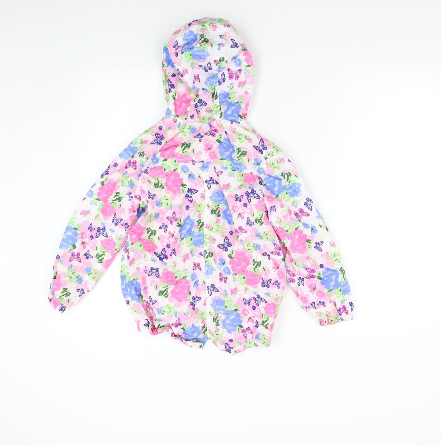 M&Co Girls Pink Floral  Anorak Jacket Size 7-8 Years