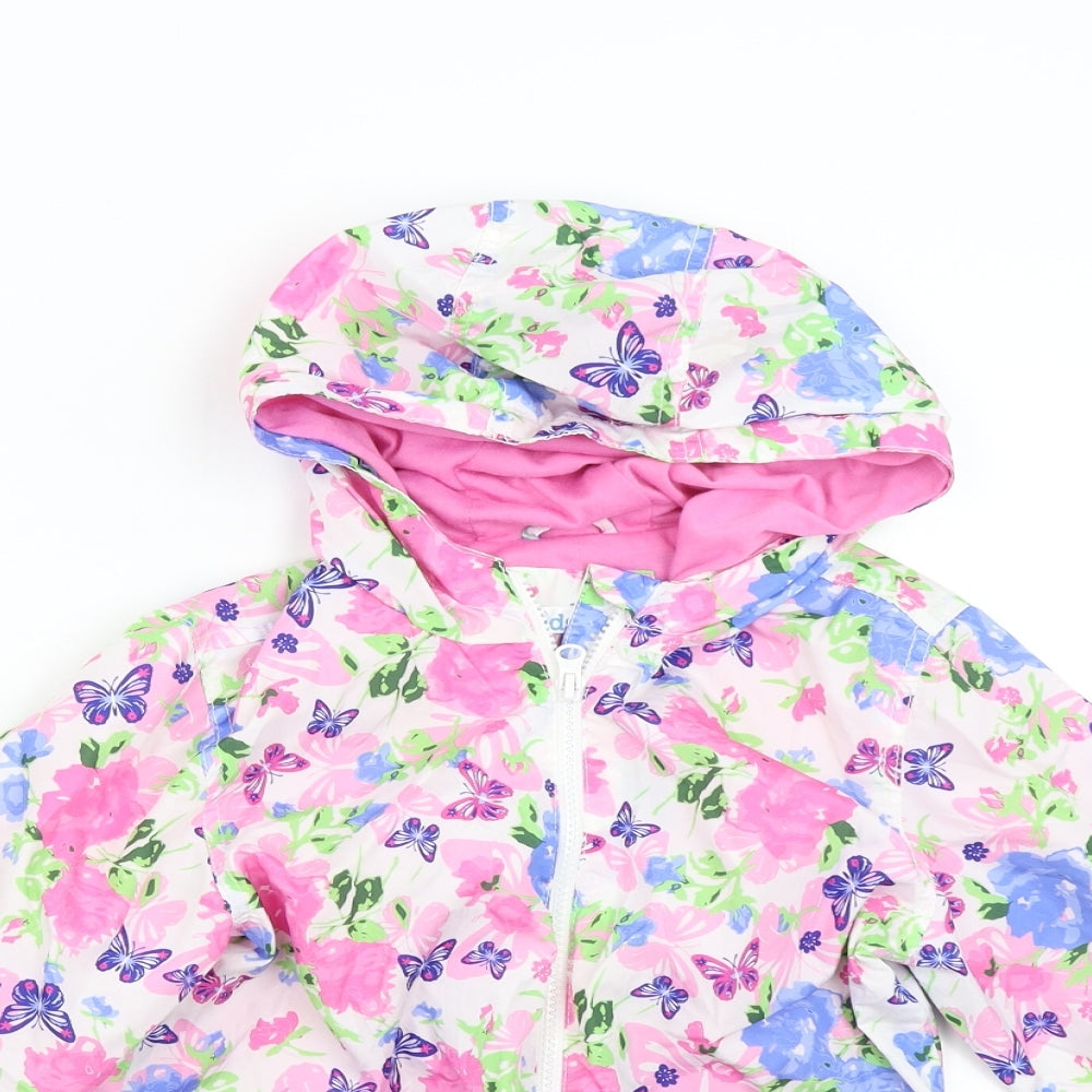 M&Co Girls Pink Floral  Anorak Jacket Size 7-8 Years
