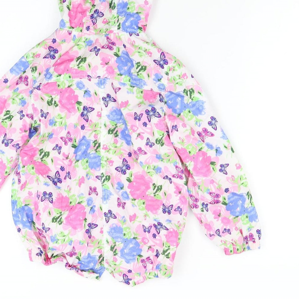 M&Co Girls Pink Floral  Anorak Jacket Size 7-8 Years