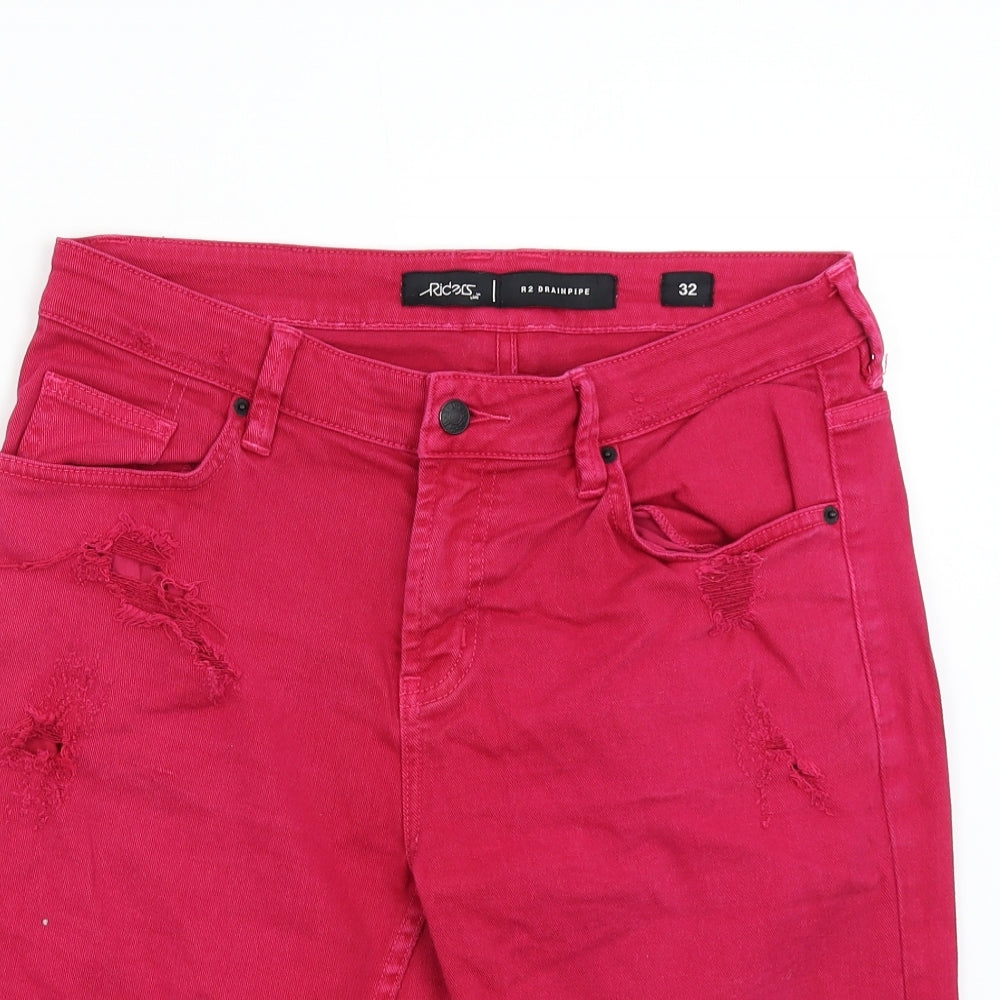 Riders Mens Pink  Denim Bermuda Shorts Size 32 - Drainpipe