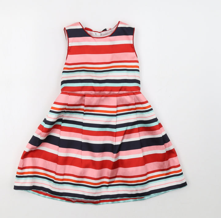 Debenhams Girls Red Striped  A-Line  Size 4-5 Years