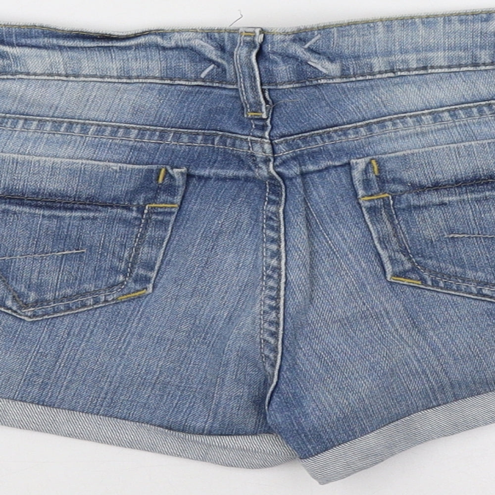Topshop Womens Blue  Denim Hot Pants Shorts Size 10