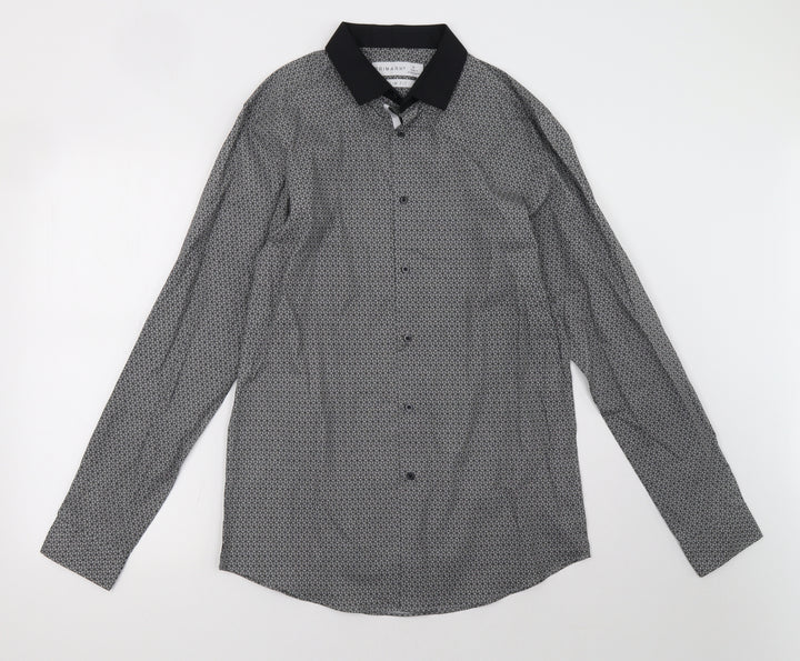 Primark Mens Grey Button-Up Size M