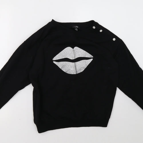 poor moi Womens Black   Pullover Sweatshirt Size 10