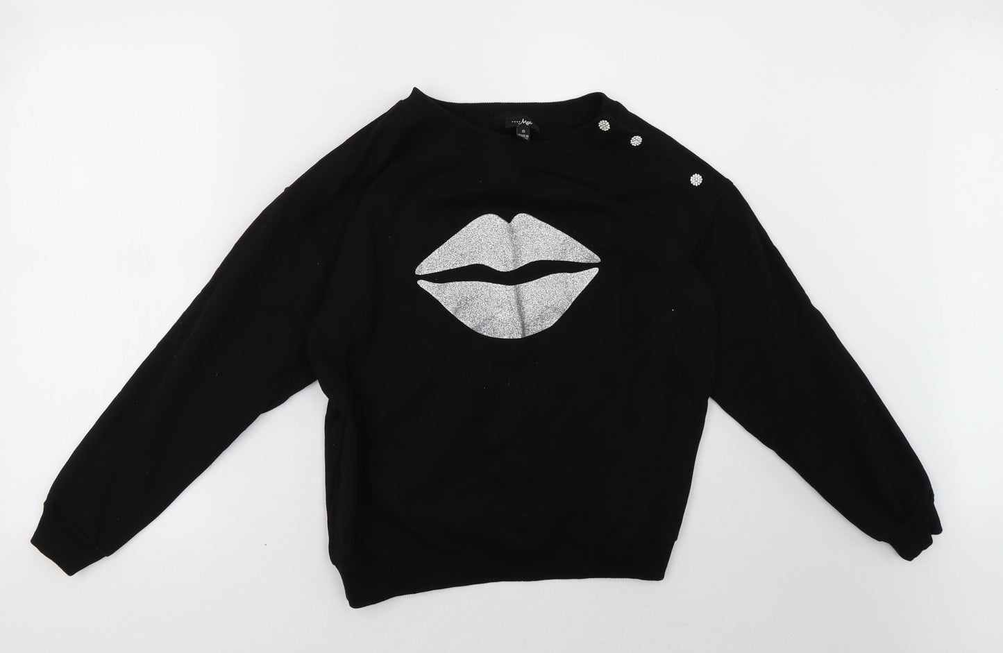 poor moi Womens Black   Pullover Sweatshirt Size 10