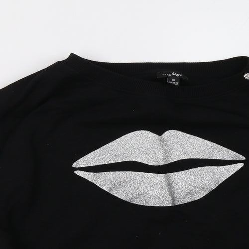poor moi Womens Black   Pullover Sweatshirt Size 10