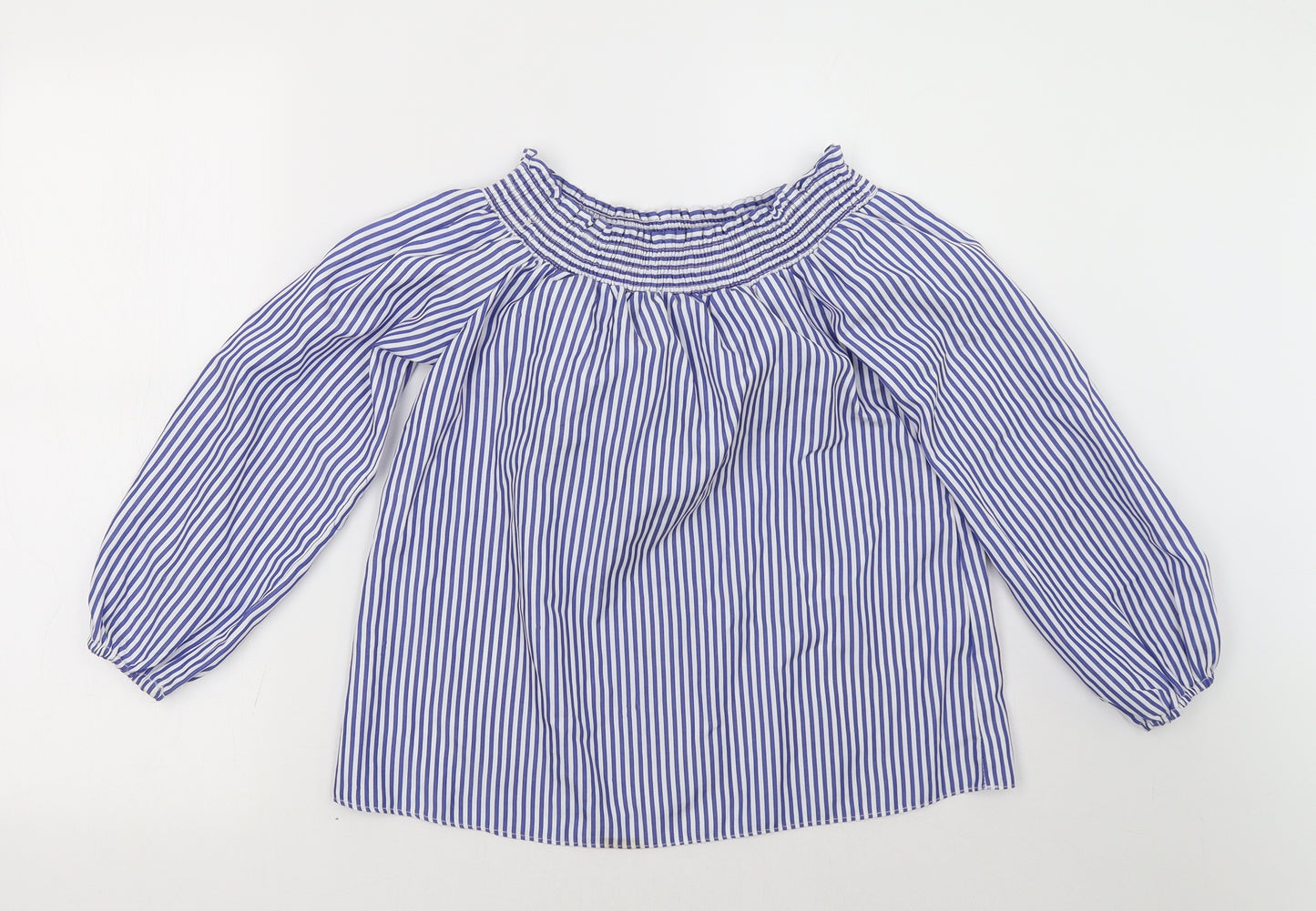 Select Womens Blue Striped  Basic Blouse Size 8