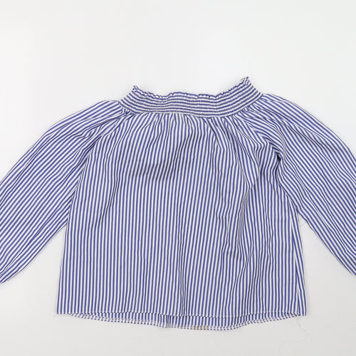 Select Womens Blue Striped  Basic Blouse Size 8