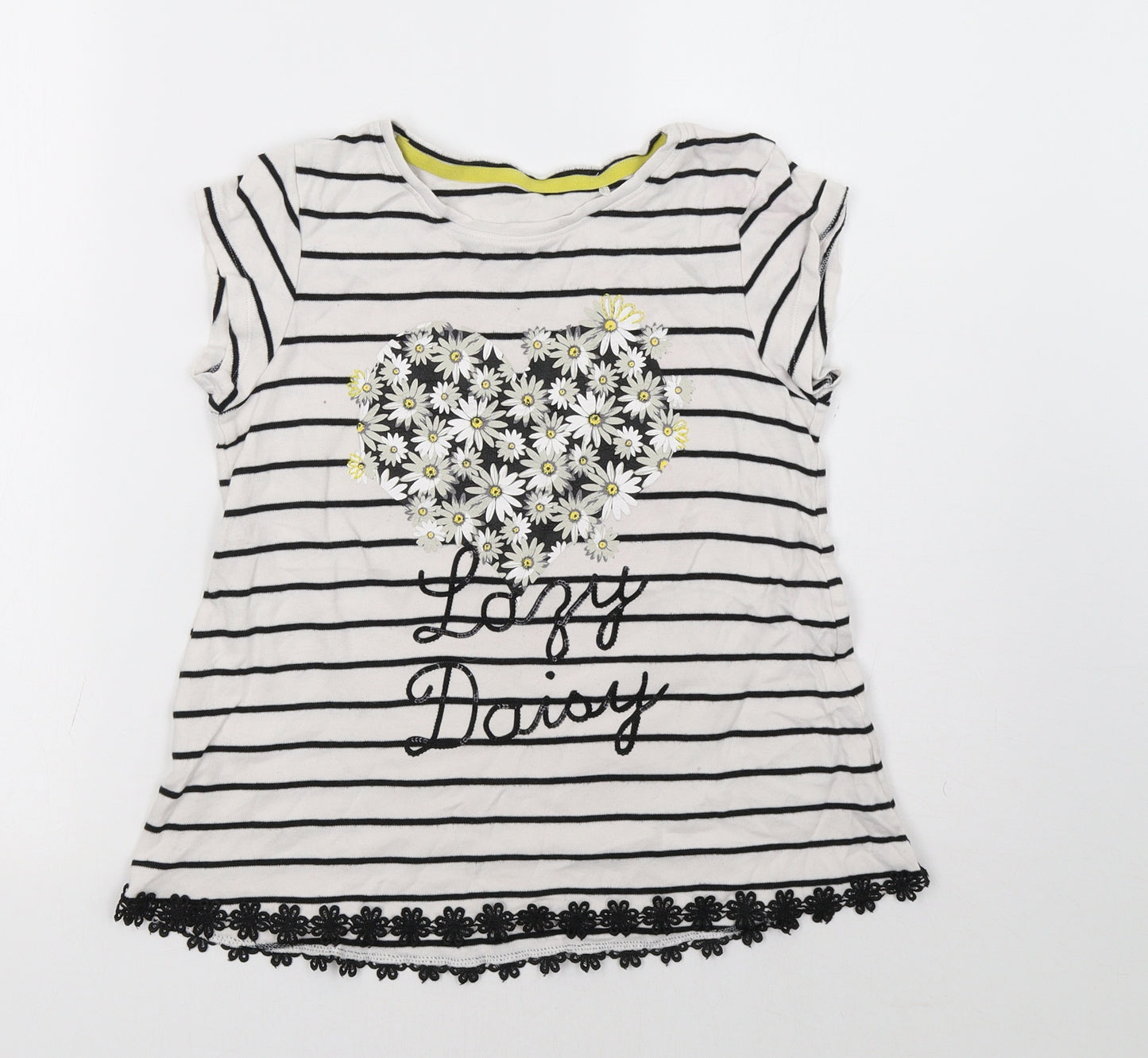 George Girls White Striped  Basic T-Shirt Size 11-12 Years