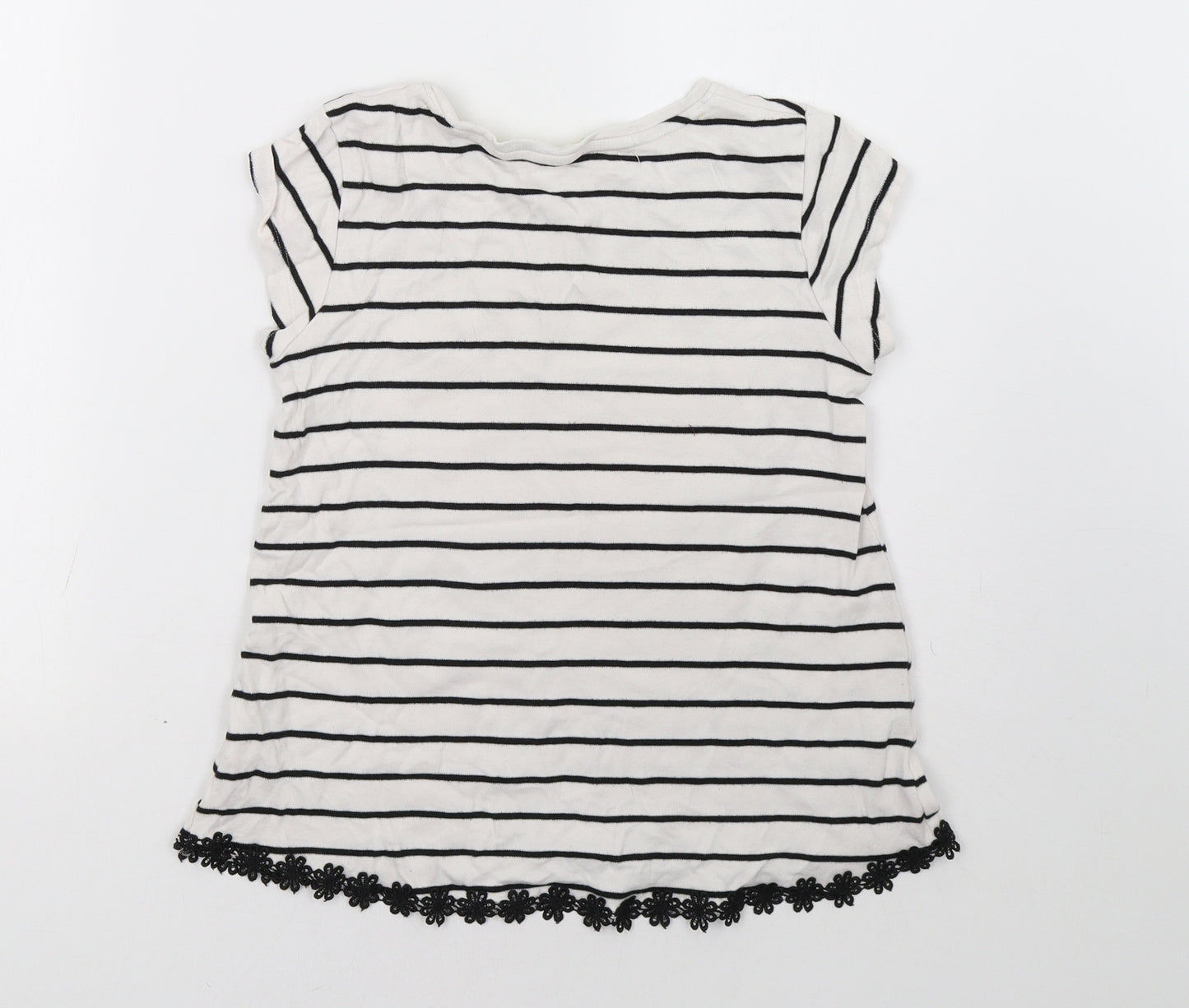 George Girls White Striped  Basic T-Shirt Size 11-12 Years