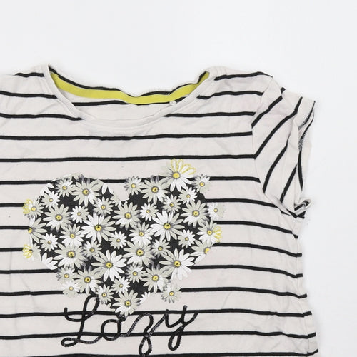 George Girls White Striped  Basic T-Shirt Size 11-12 Years