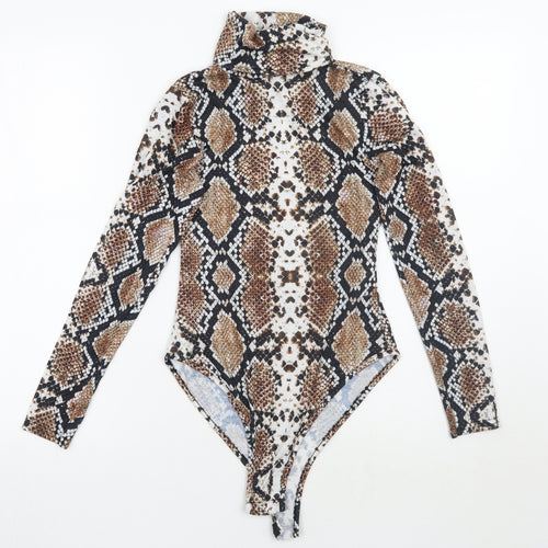 PRETTYLITTLETHING Womens Brown Animal Print  Bodysuit One-Piece Size 6