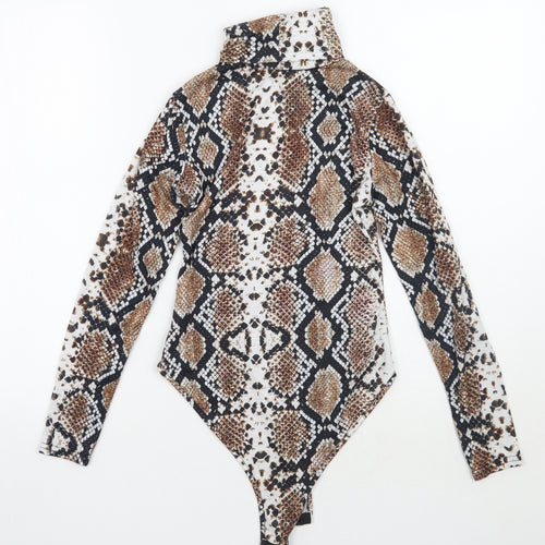 PRETTYLITTLETHING Womens Brown Animal Print  Bodysuit One-Piece Size 6
