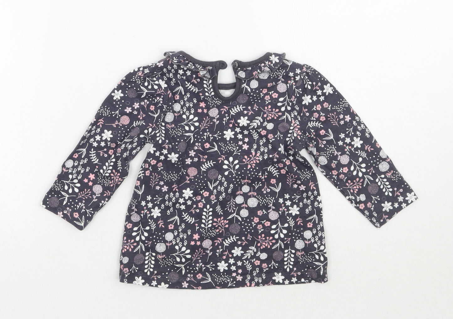 George Girls Blue Floral  Basic T-Shirt Size 6-9 Months