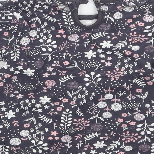 George Girls Blue Floral  Basic T-Shirt Size 6-9 Months